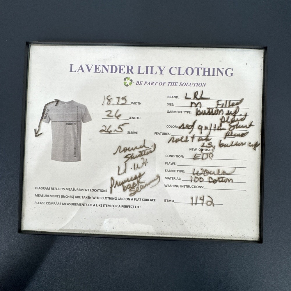 Lauren Ralph Lauren Women's M Fitted Button Up Shirt Red Tan Plaid Lightweight E - Picture 4 of 10